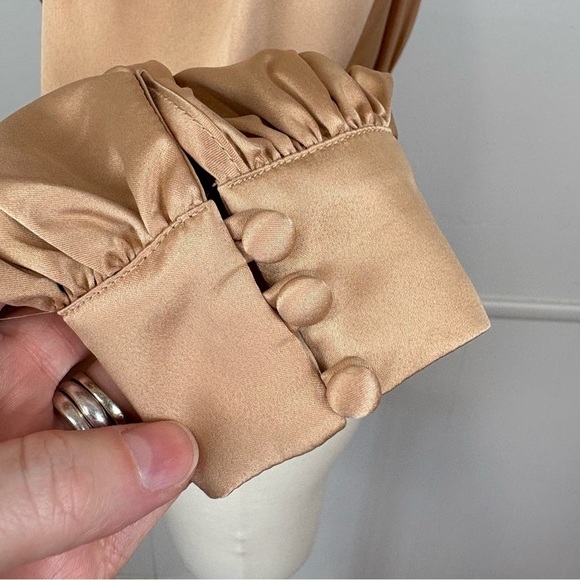 Song of Style Marla Champagne Gold Blouse Corset Waist Crop Size S Satin Ruffle - Picture 8 of 16